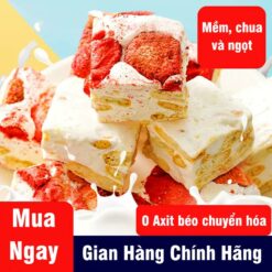 [mua 2 Giảm 5%, Mua 3 Giảm 10%] Bánh Sữa Dê Dâu Tây Đông Khô Không Đường Đại Hùng Foods, 1 Túi 500gram Snack Foods