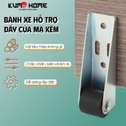 Bánh Xe Đỡ Cửa Mạ Kẽm Gắn Dọc Hỗ Trợ Đẩy Dễ Dàng