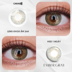 Kính áp Tròng Khoá ẩm 24h 1 Ngày Màu Xám Rêu Carase, Lens Cận Ember Gray (1 Chiếc)