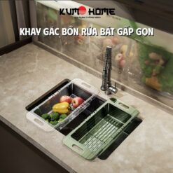 Khay, Rổ Gác Bồn Rửa Bát Thông Minh Có Thể Gấp Gọn, Điều Chỉnh Kích Thước Tiện Lợi