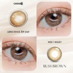 Kính áp Tròng Khoá ẩm 24h 1 Ngày Carase, Lens Cận Màu Nâu Russ Brown (1 Chiếc)