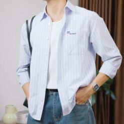 Áo Sơ Mi Kẻ The Good Man "harlow", áo Nam Chất Liệu Oxford Cotton, Thêu Logo Túi Ngực Trái