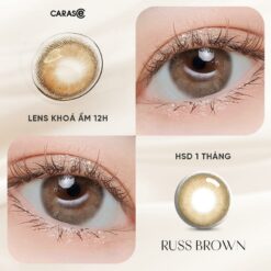 Kính áp Tròng Khoá ẩm 12h 1 Tháng Carase, Lens Cận Màu Nâu Russ Brown (1 Chiếc)