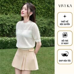 Vivika Áo Dệt Knit Nơ Tay, Chân Váy Phom A Túi Nắp Vkao00521 Vkcv00326 Nữ Women