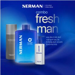 Combo Fresh Man Nerman Sữa Tắm Gội Lạnh 4in1 330ml & Dung Dịch Vệ Sinh Cho Nam 100ml & Xịt Khử Mùi Toàn Thân 100ml