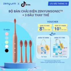 [chÍnh HÃng] Bộ Bàn Chải Điện Zenyum Sonic & 3 Đầu Thay Thế Đen/trắng/hồng San Hô/xanh Dương/ Xanh Mint