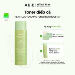 Nước Cân Bằng Chiết Xuất Diếp Cá Giúp Làm Dịu Da, Cấp ẩm Abib Heartleaf Calming Toner Skin Booster 200ml