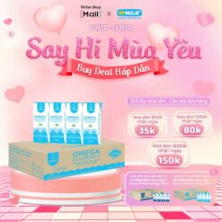 [thùng 48 Hộp 180ml] Sữa Dinh Dưỡng Vpmilk Omega ít đường, Sữa Omega Hỗ Trợ Sáng Mắt, Chắc Xương, Tăng Cường Trí Nhớ Dành Cho Bé Và Cả Nhà Bổ Sung Dưỡng Chất Thiết Yếu