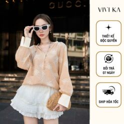 Vivika Áo Boi Thêu Vintage Họa Tiết + Quần Váy Ren Xếp Tầng Vkao00507 Vkqs00413