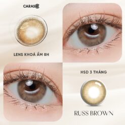 Kính áp Tròng Khoá ẩm 8h 3 Tháng Carase, Lens Cận Màu Nâu Russ Brown (1 Chiếc)