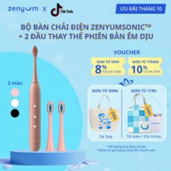 Bộ Bàn Chải Điện Zenyum Sonic + 2 Đầu Thay Thế Phiên Bản Êm Dịu Màu Hồng San Hô