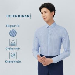 Áo Sơ Mi Nam Tay Dài Cotton Chống Nhăn Kháng Khuẩn Thương Hiệu Determinant Sọc Xanh [301]