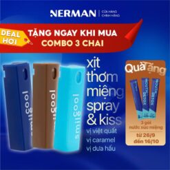 [mua 3 TẶng 3] Xịt Thơm Miệng Spray & Kiss Nerman Vị Kẹo Hoa Quả Bạc Hà The Mát Cho Nam Nữ Chai 10ml Xịt Miệng [tặng 3 Gói Nước Súc Miệng Khi Mua Combo 3 Chai]