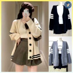 [a208] Áo Khoác Ngoài Cardigan Len Nữ Thu ĐÔng SỌc Tay Hàng Dệt Kim Phom Dài Tay Rộng Vải Dày Dặn Cực Xịn Xò L2m (top Áo Len Áo Tingoan Sweater Nhung Women ) 【 Hoa Hồng 】