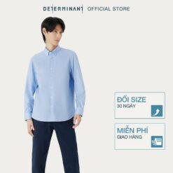 Áo Sơ Mi Nam Tiện Lợi Visdry Tay Dài Determinant Chống Nhăn Kháng Nước Twill Xanh Nhạt Light Blue[detss01 03]