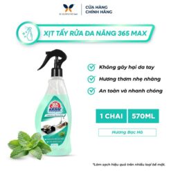 Xịt Tẩy Đa Năng 365 Max 570ml Hương Bạc Hà Sạch Dầu Mỡ Bếp, Sáng Bóng Inox, Sạch Bóng Các Bề Mặt