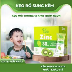 Kẹo Mút Bổ Sung Kẽm Zinc Hương Vị Kiwi Hạt Chia Happy Vitamin Cho Bé Kẽm Nhập Khẩu Mỹ